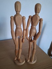Pair Of IKEA Wooden Artist Mannequin Figures 12 Inch High