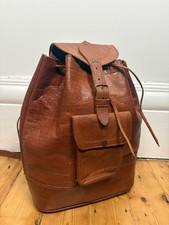 Vintage Tan Brown Strong Leather Traditional Backpack Bag