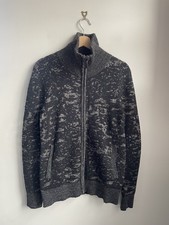 All Saints Wool Knit Zip Up Jumper Alpaca Wool Blend Marble/Camo Sz S Brand New