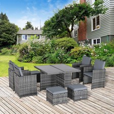 9PC Rattan Dining Set Garden