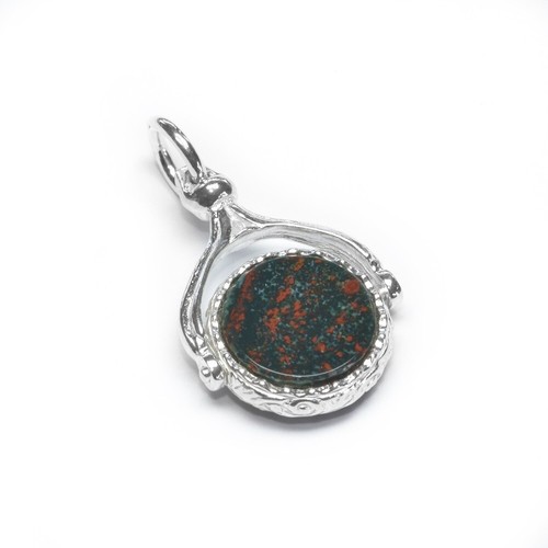 Sterling silver bloodstone - silver, &