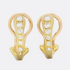 Gold Diamond Earrings- Cartier 0.20 Carat Diamond Clip Earrings 18ct Yellow Gold