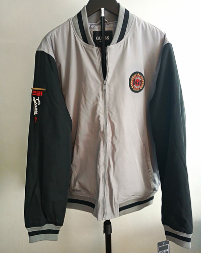 Guess men gray black bomber - black,