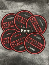 1 X 6cm ‘CAPITAL FONT'  Stallion Bridle Disc  Badge Show black & red 