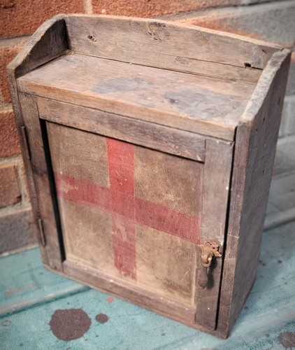 Vintage wooden first aid - vintage,