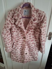 Girls Pink Animal Print Coat