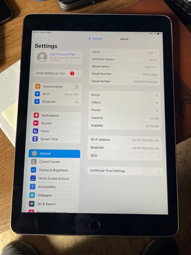 Apple ipad air a1566 fi - apple, wi-fi