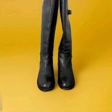 Black leather knee high boots 
