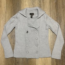 Fenn Wright Manson Double Breasted Shawl Collar Cardigan Sweater Gray S Wool