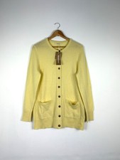 Woolovers Lambswool Ladies Crew Neck  Cardigan Lemon Yellow Size M UK 10