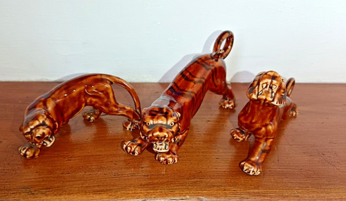 Vintage porcelain tigers - vintage,