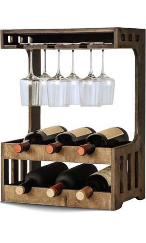 Rustic wooden wine - rustic, rack
