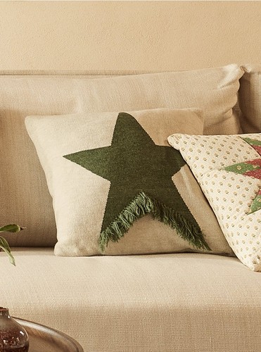 Green knitted fringe - knitted,