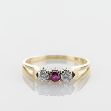 0.07ct Ruby and Diamond Ring in 585 Yellow Gold & White Gold
