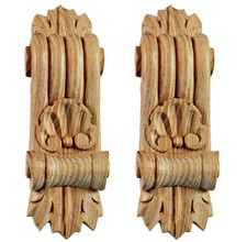 Wooden Furniture Applique Brackets with Shell & Leaf, Paint Grade in Pine, PG596