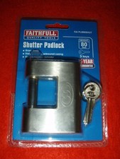 Faithfull, Brass Shutter Padlock, 80mm, New