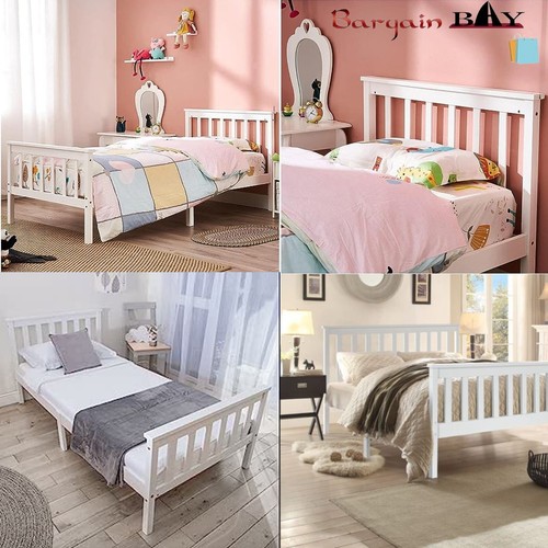 White 3ft 4ft wooden bed - 4ft, frame