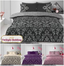 Empire Damask Duvet Cover Pillowcase Floral Reversible Bedding Set Quilt Covers