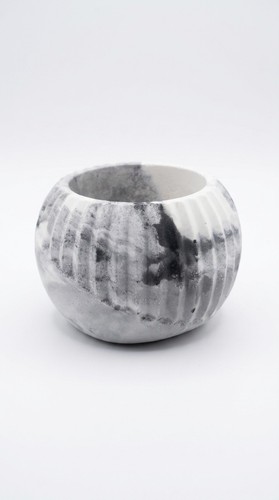 Handmade white cement planter - white,