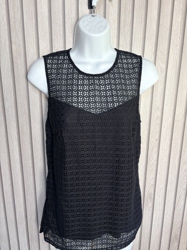 Black lace sleeveless top - black,