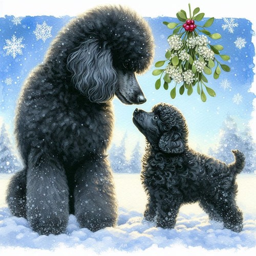 Single luxury black poodle - single,