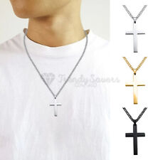 Stainless Steel Crucifix Cross Pendant Cable Link Chain Women Men Necklace Gift