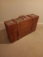 Vintage Tan Leather Suitcase