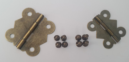 Small brown hinges - small, screws