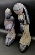 2 x AFRICAN SCULPTURES HAND CARVED STONE FIGURINES.