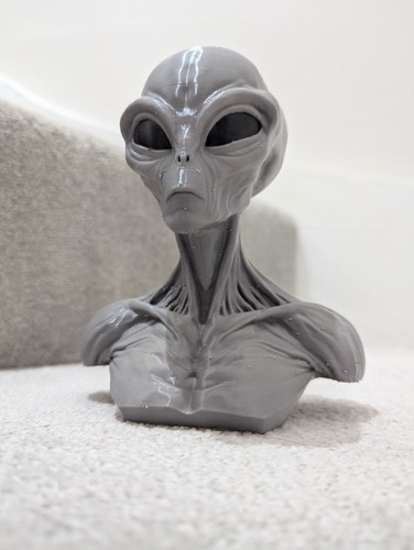 Grey alien bust sculpture - grey,