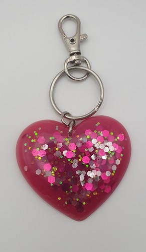 Handmade resin keyring - resin, pink