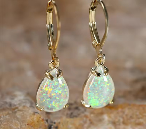 9ct gold opal white fire - gold,