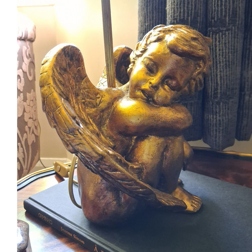 Gold cherub accent lamp - cherub,