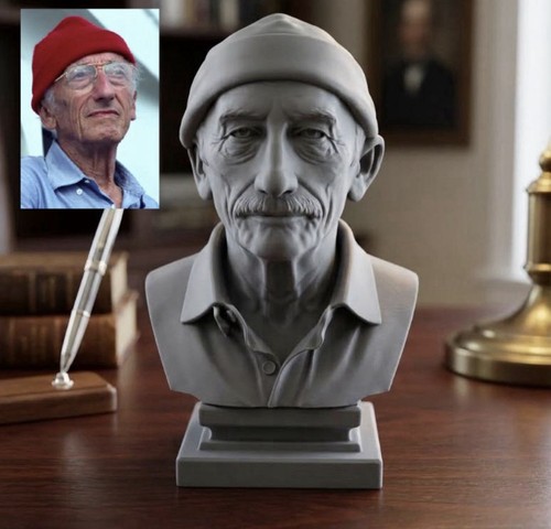 Jacques cousteau bust statue - cousteau,
