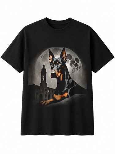 Doberman broken moon greyscale - broken,