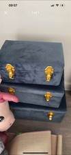 Metal Storage Trunks Set of 3 Large, Lockable Lids, Three Colors