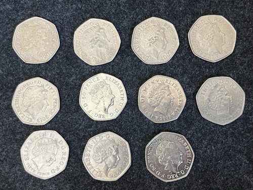 Various circulated 50p coins - coins,
