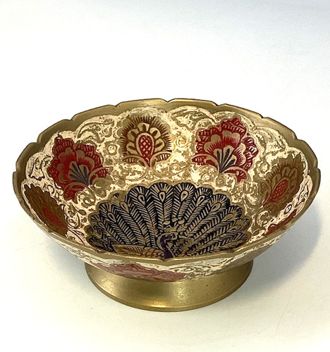 Vintage indian brass footed - indian,