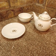 Fortnum and Mason Teapot Cup and Saucer Set White with Gold Trim