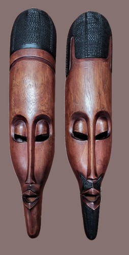 Large pair wooden african - wooden,