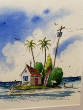 Original watercolour beach