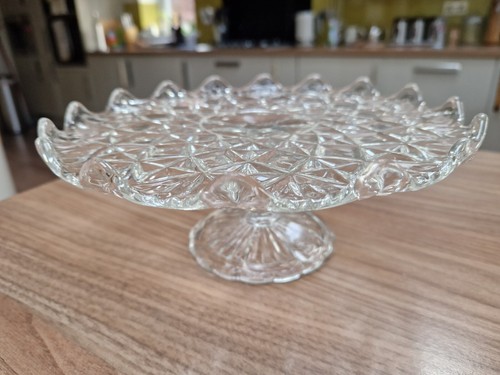 Vintage clear glass - clear, pedestal