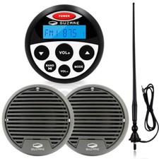 Marine Stereo Bluetooth System Boat FM AM Radio +3" Boat Speakers  + Antenna 