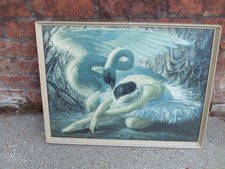 Vladimir Tretchikoff  "THE DYING SWAN"  PRINT Signed 1951 Original Frame Glazed