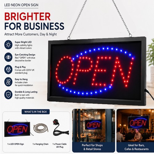 Flashing led open sign neon - flashing,