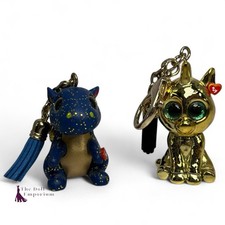 TY Mini Boos Collectibles - Key Chain Saffire The Dragon & Gold Unicorn
