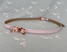 Very Pretty Ted Baker Ladies Patent Leather Size L Lilac Metal Bow Skinny Belt