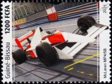 AYRTON SENNA's 1990 McLAREN MP4/5B F1 Racing Car Stamp (2024 Guinea-Bissau)