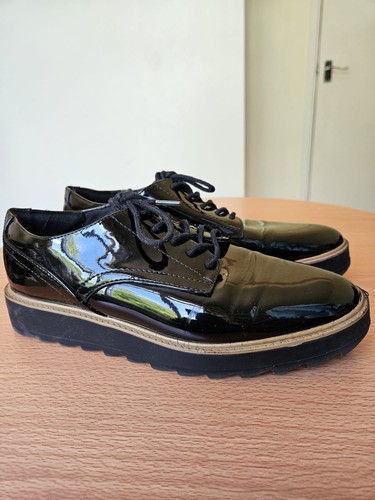Women black faux leather shoes - faux,