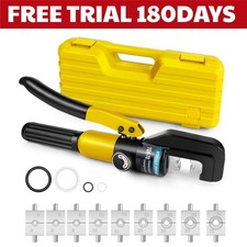 Hydraulic Crimper Set Crimping Tool Wire Battery Cable Lug Terminal 9 Dies 4-70